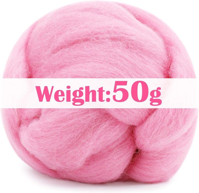 Mayboos Wool Roving Yarn, 1.76oz Colored Natural Wool Roving,Wool Felting Supplies Pure Wool Chunky Yarn for Wet Felting handcrafts and Spinning (Baby Pink) - Image 2